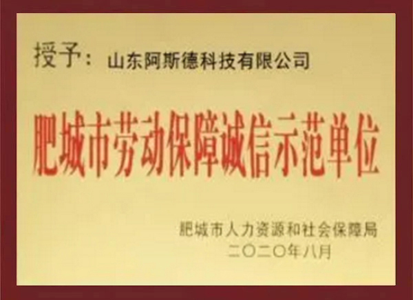 肥城市劳动保障诚信示范单位